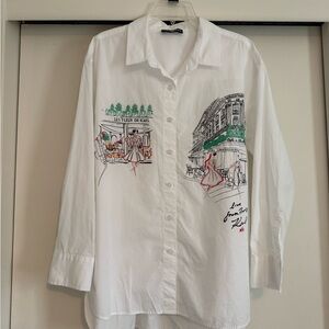 Karl Lagerfeld White Graphic Button Down Shirt